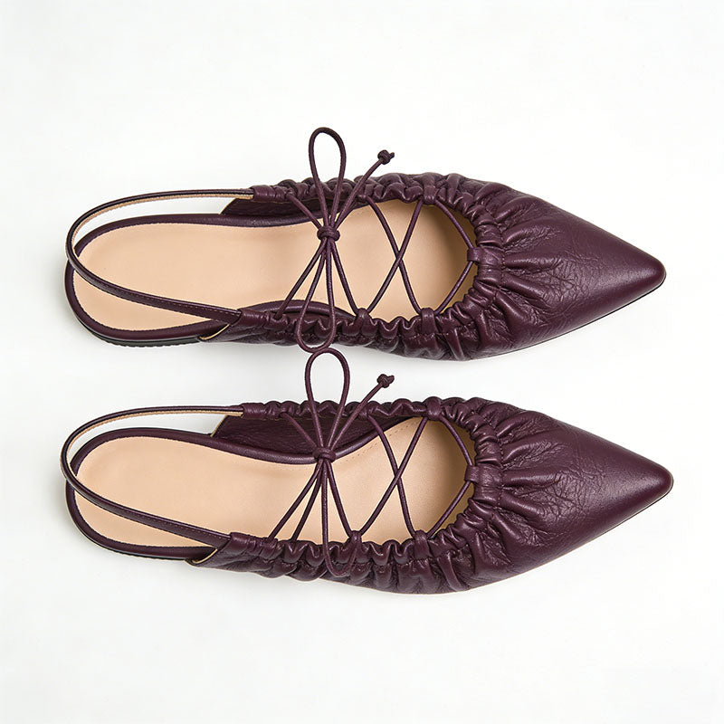 Slingback Flats Retro Texture Trendy Street Fashion Item