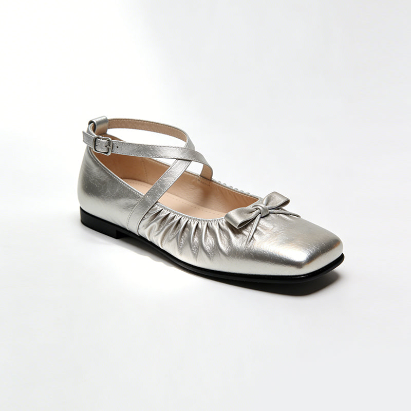 Trendy Glossy Square Toe Ballet Flats
