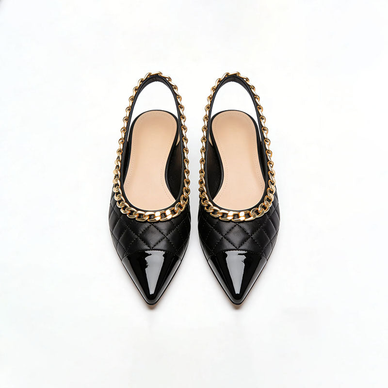 Pointed Toe Slingback Flats Trendy Texture Stylish Streetwear Item