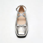 Trendy Glossy Square Toe Ballet Flats
