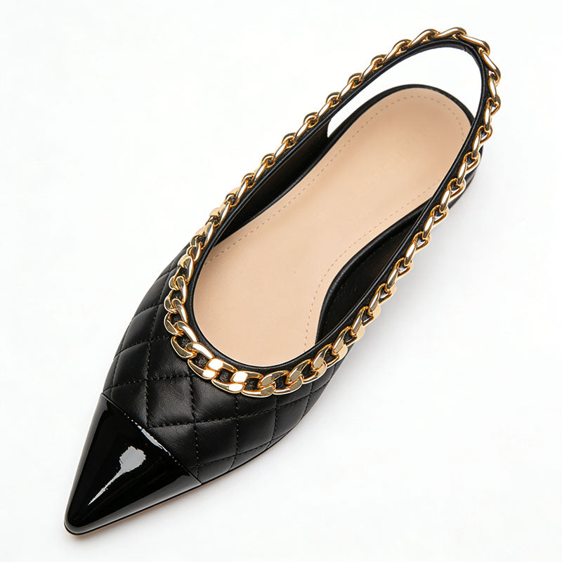 Pointed Toe Slingback Flats Trendy Texture Stylish Streetwear Item