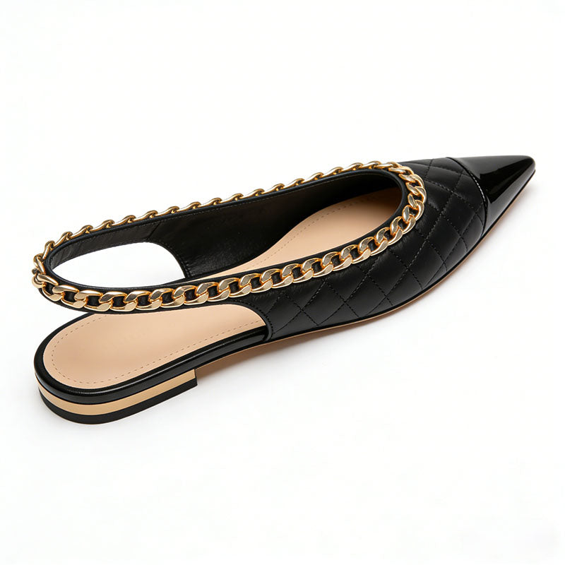 Pointed Toe Slingback Flats Trendy Texture Stylish Streetwear Item