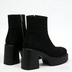 Sleek Zipper Chunky Heel Women's Low Boots