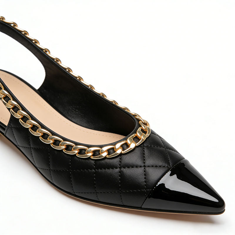 Pointed Toe Slingback Flats Trendy Texture Stylish Streetwear Item