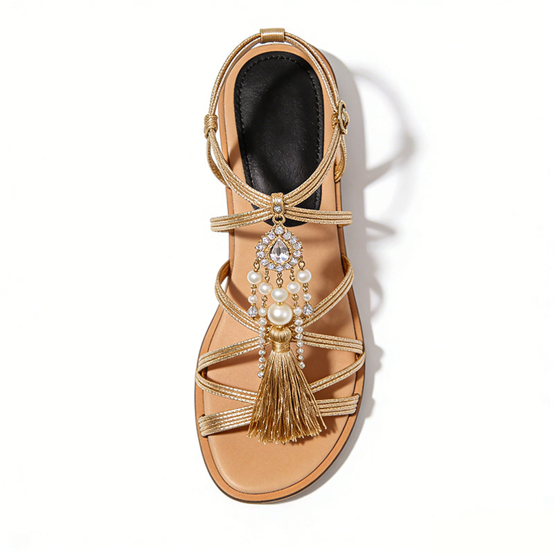 Women's Gorgeous Elegant Banquet Eye Catching Square Toe Flat Sandals