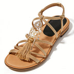 Women's Gorgeous Elegant Banquet Eye Catching Square Toe Flat Sandals