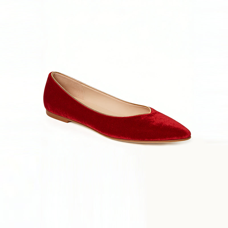 Minimalist Texture Elegant Bold Pointed Toe Ballet Flats