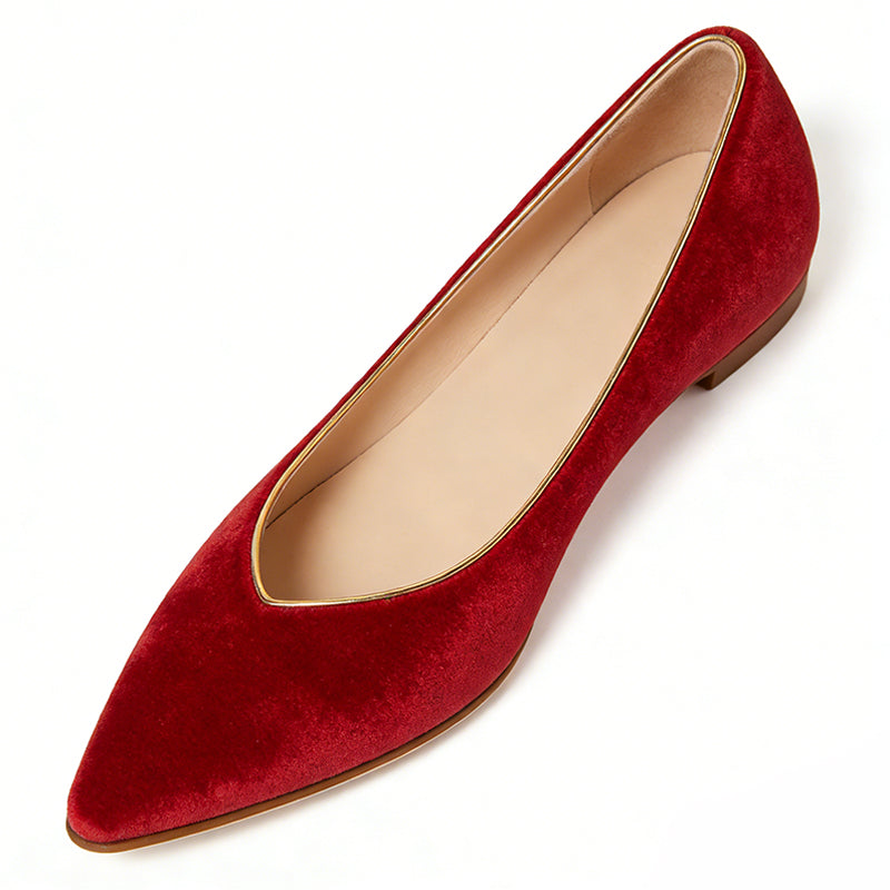 Minimalist Texture Elegant Bold Pointed Toe Ballet Flats