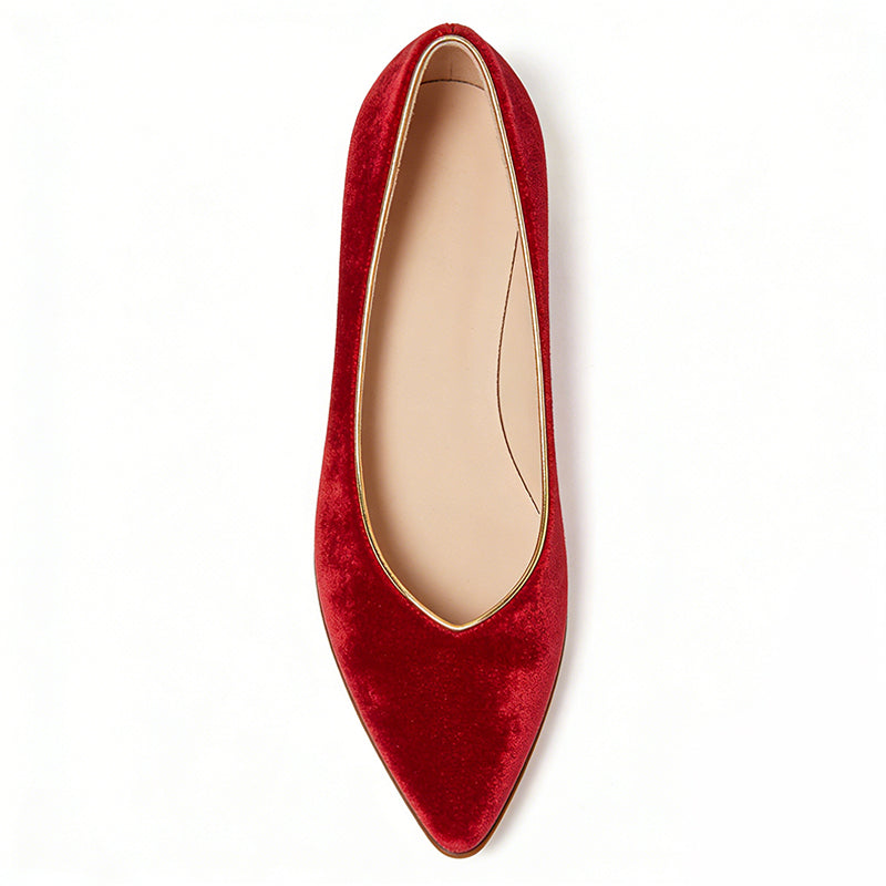 Minimalist Texture Elegant Bold Pointed Toe Ballet Flats