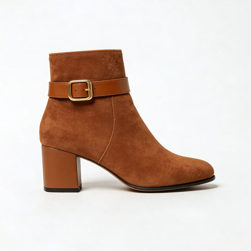 Exquisite Buckle Chunky Heeled Women's Low Boots