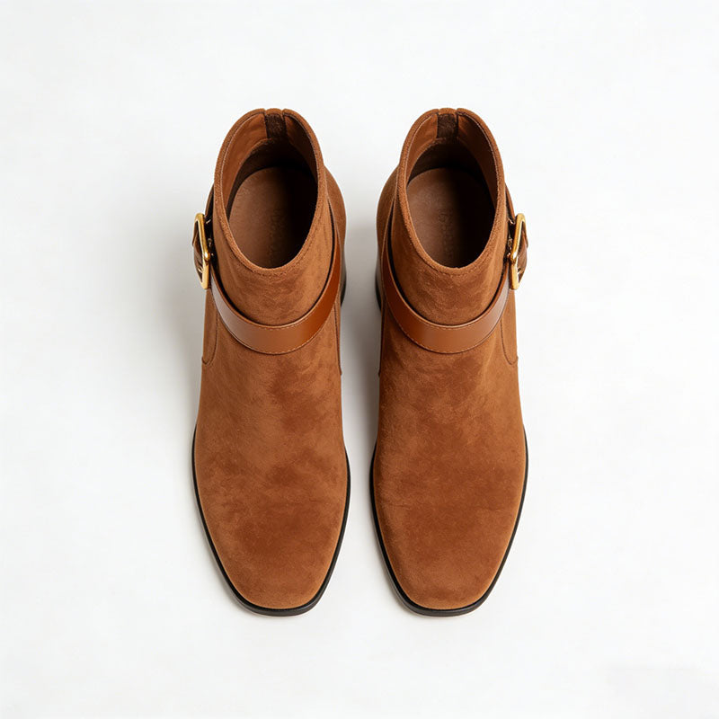 Exquisite Buckle Chunky Heeled Women's Low Boots