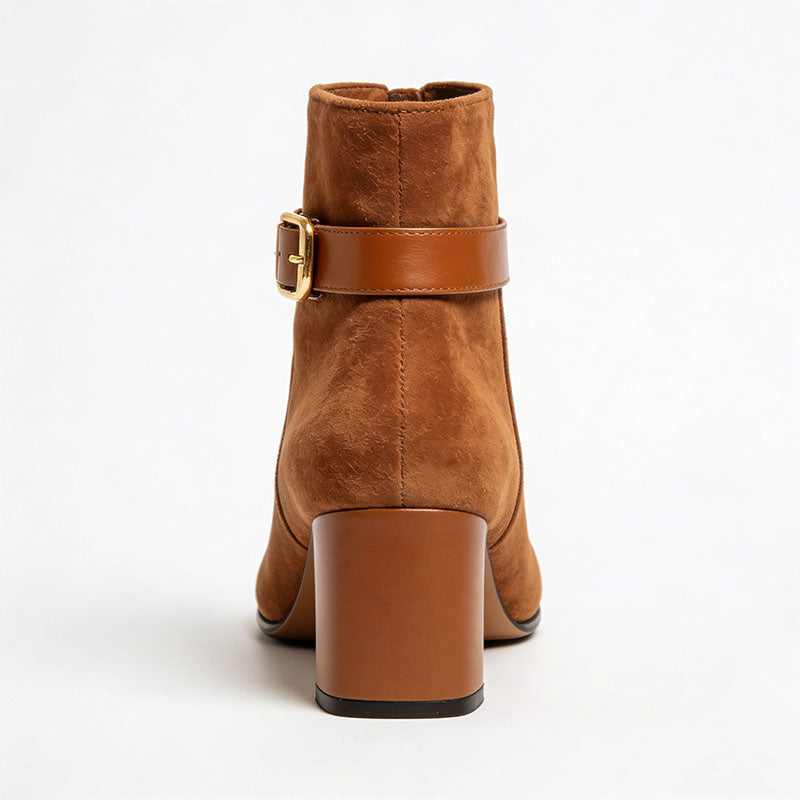 Exquisite Buckle Chunky Heeled Women's Low Boots