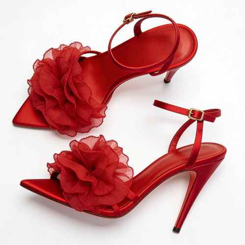 3D Floral Embellished Women's Eye-catching High Heel Sandals