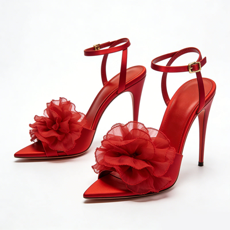 3D Floral Embellished Women's Eye-catching High Heel Sandals