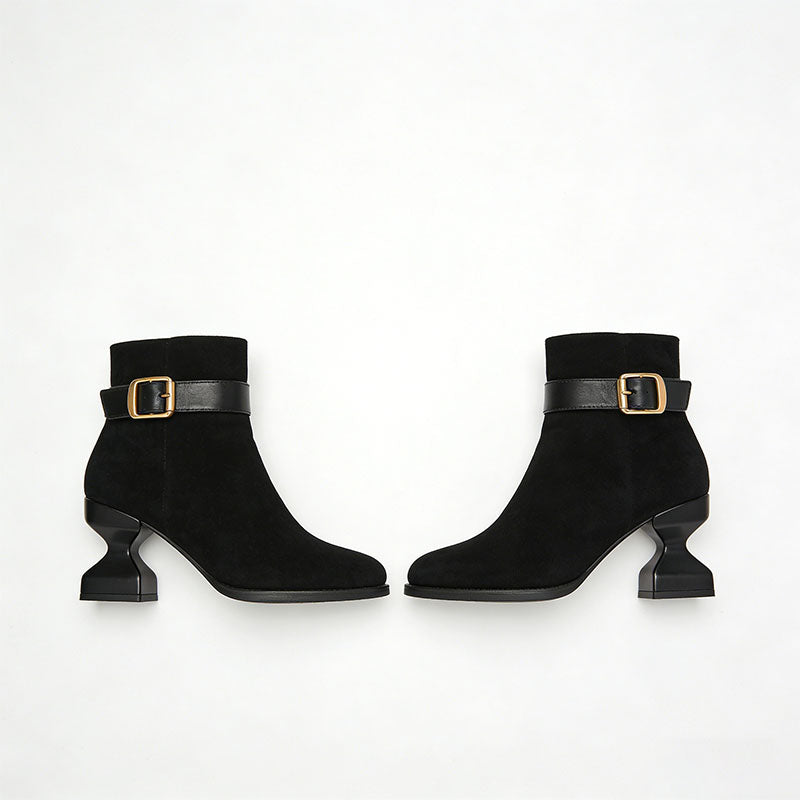 Simple Buckle Chunky Heeled Women's Low Boots
