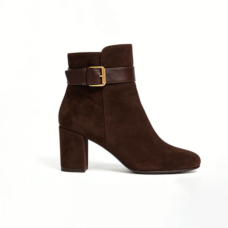 Buckle Chunky Heeled Women's Low Boots
