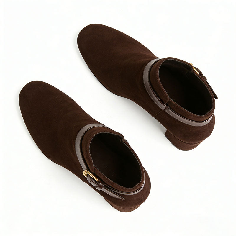 Buckle Chunky Heeled Women's Low Boots