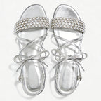 Gentle Romantic Banquet Date Elegant Flip Flop Flat Sandals