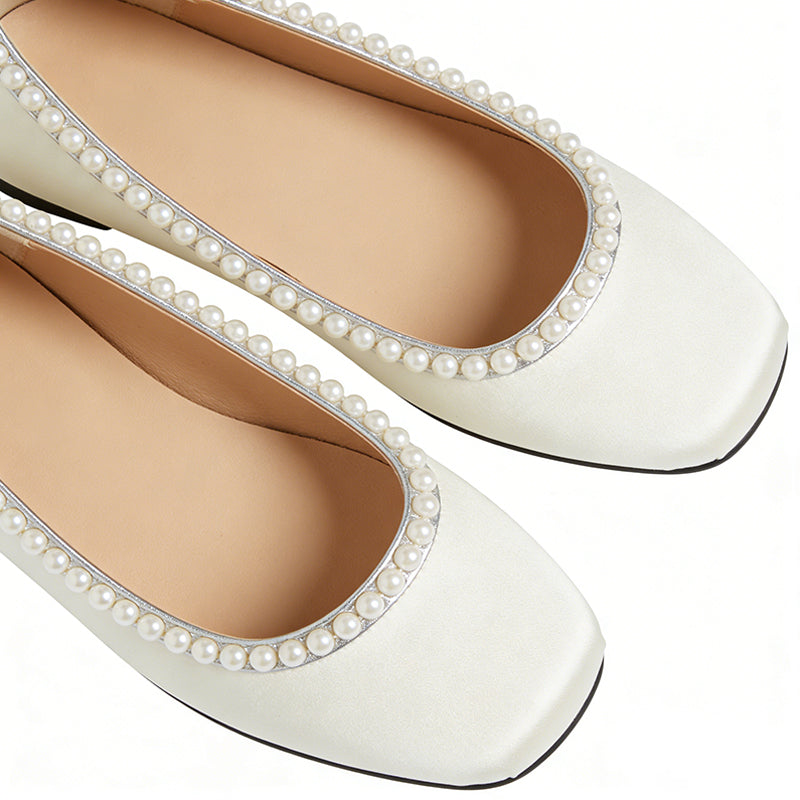 Pearl Trim Gentle Elegant Ballet Flats