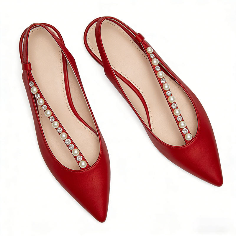 Pointed Toe Slingback Flats Sweet Style Elegant Date Shoes