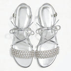 Gentle Romantic Banquet Date Elegant Flip Flop Flat Sandals