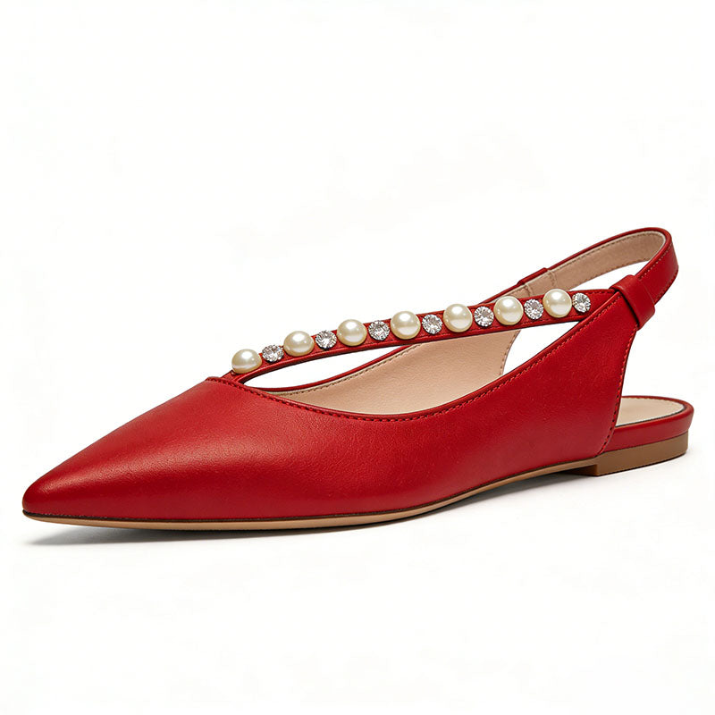 Pointed Toe Slingback Flats Sweet Style Elegant Date Shoes