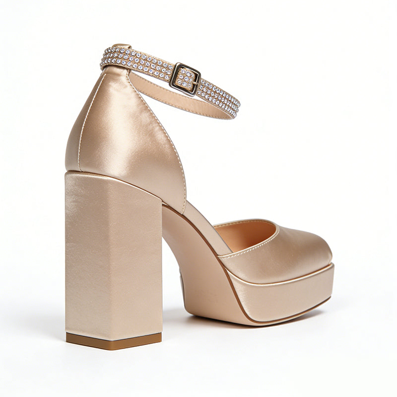Block Heel Ankle Strap Buckle Daily Date Gentle High Heels