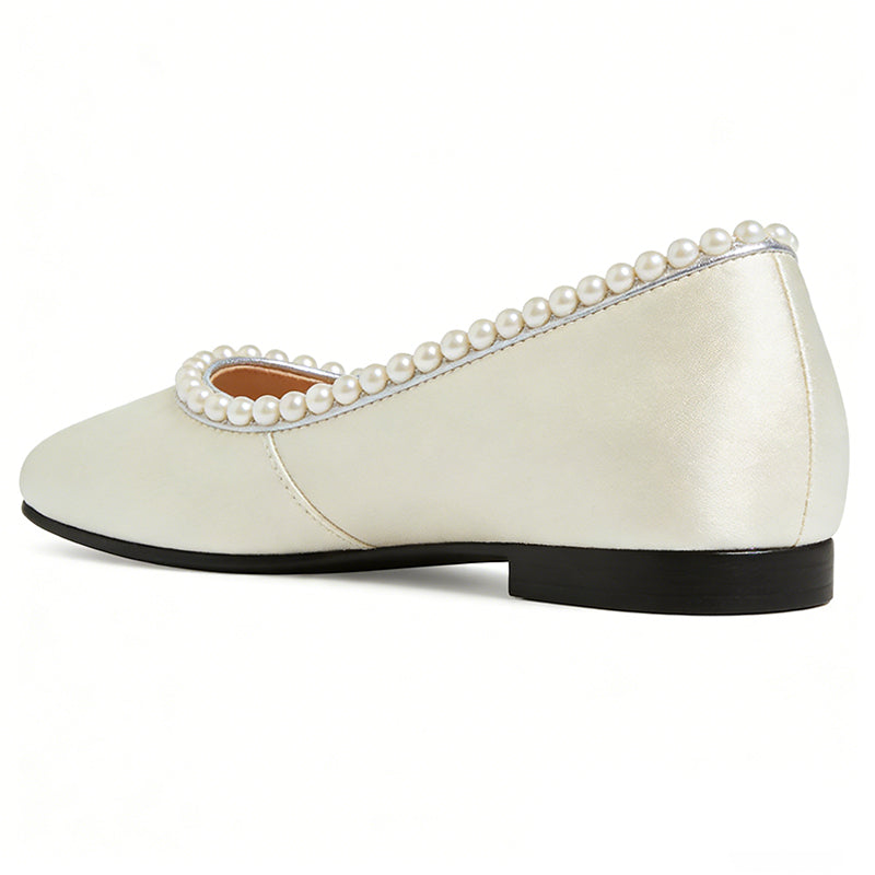 Pearl Trim Gentle Elegant Ballet Flats