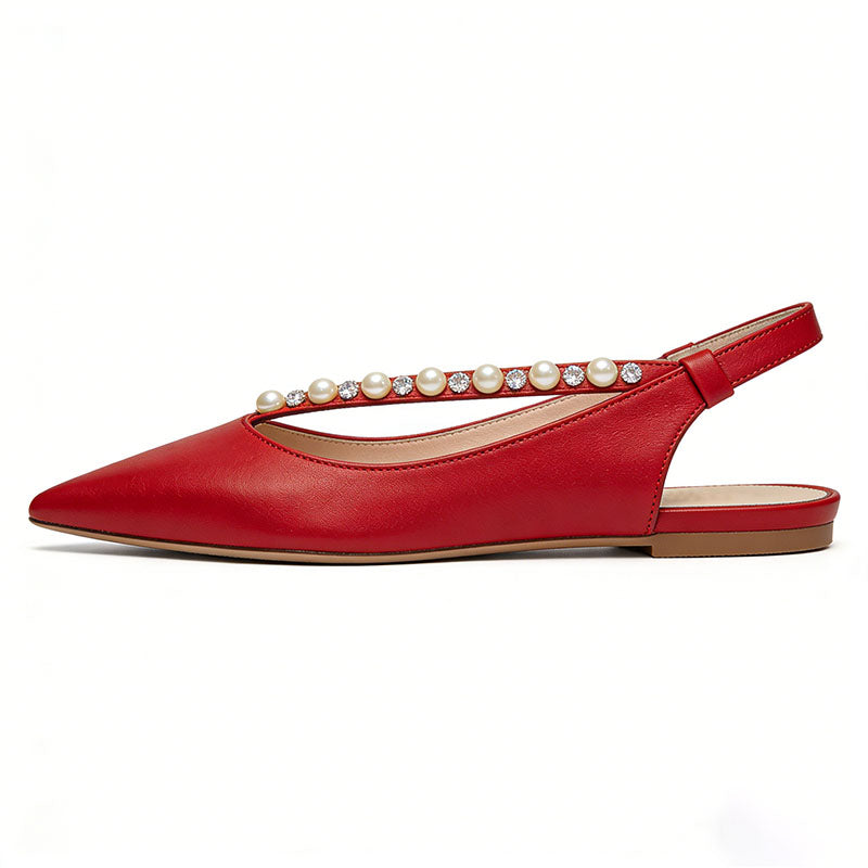 Pointed Toe Slingback Flats Sweet Style Elegant Date Shoes