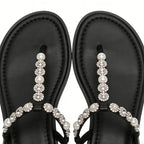 Pearl Rhinestone Decor Versatile Flip Flop Flat Sandals