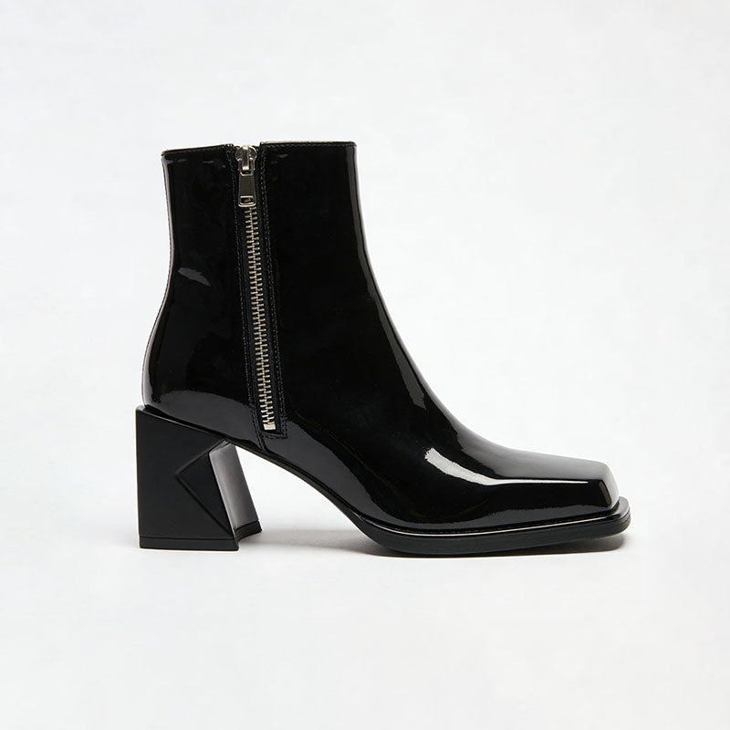 Zipper Chunky Heeled Women's Low Boots