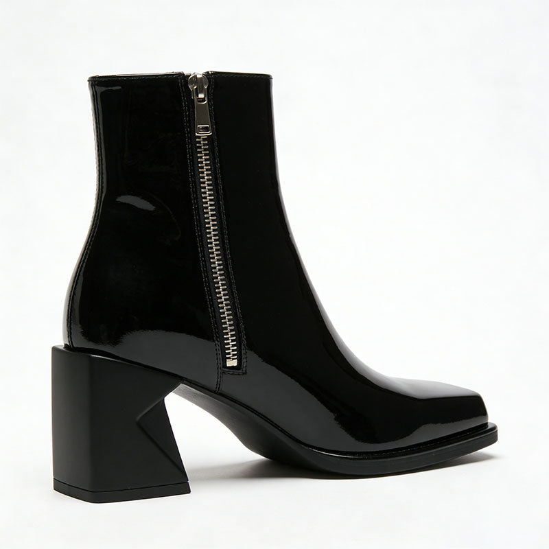 Zipper Chunky Heeled Women's Low Boots