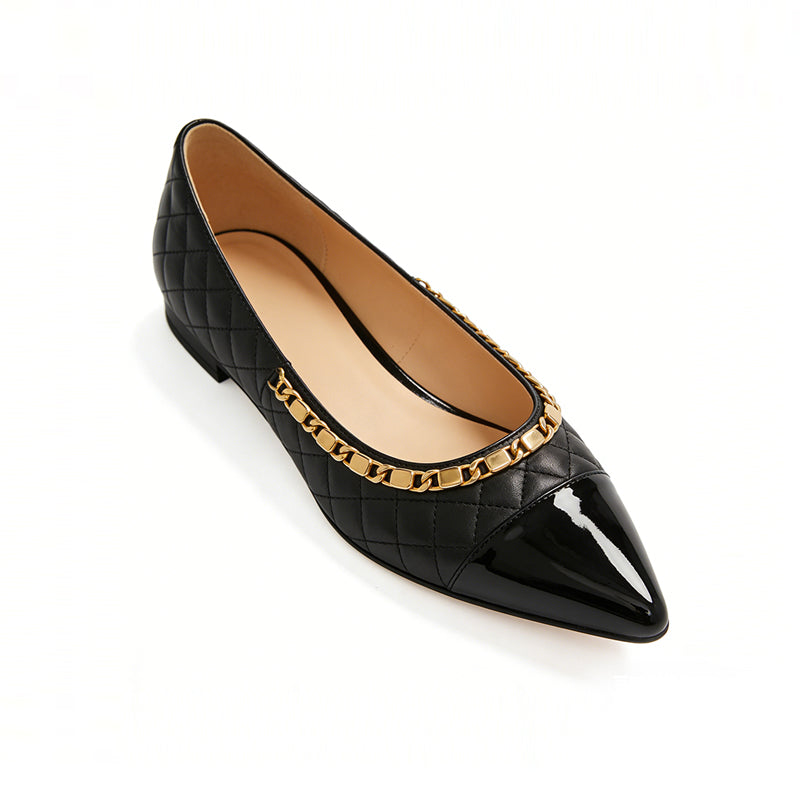 Shiny Pointed Toe Luxury Feel Ballet Flats