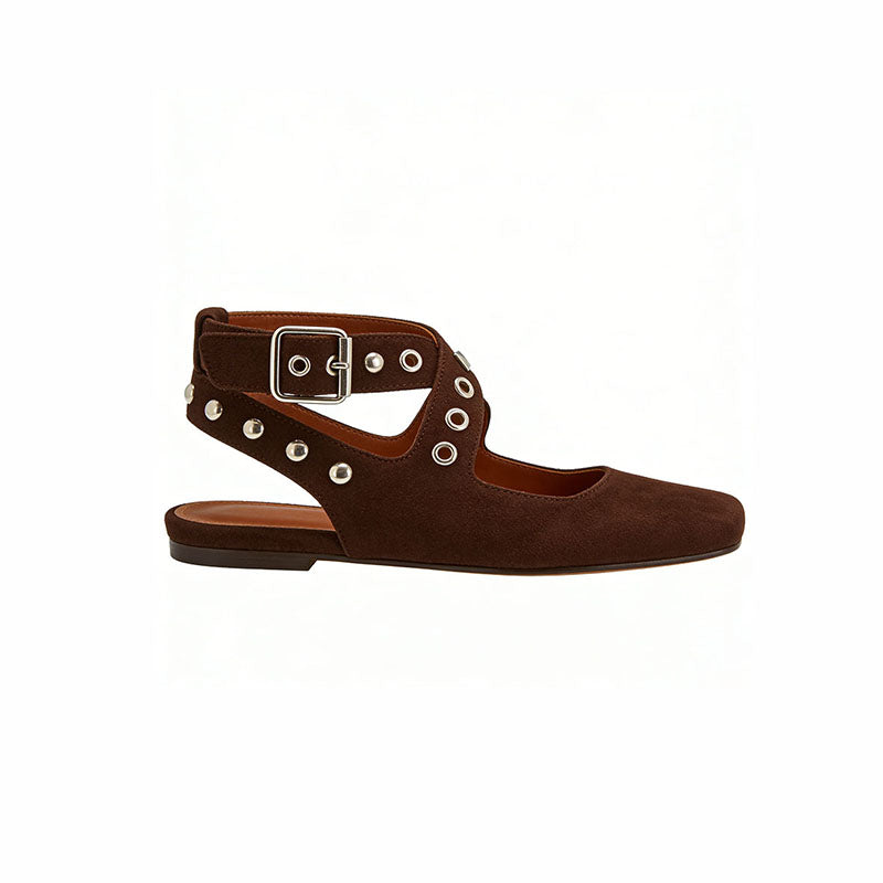 Square Toe Slingback Flats Casual Street Style