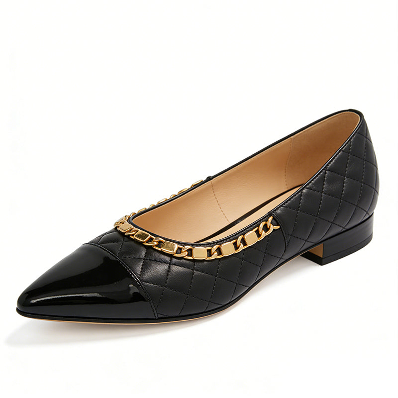 Shiny Pointed Toe Luxury Feel Ballet Flats