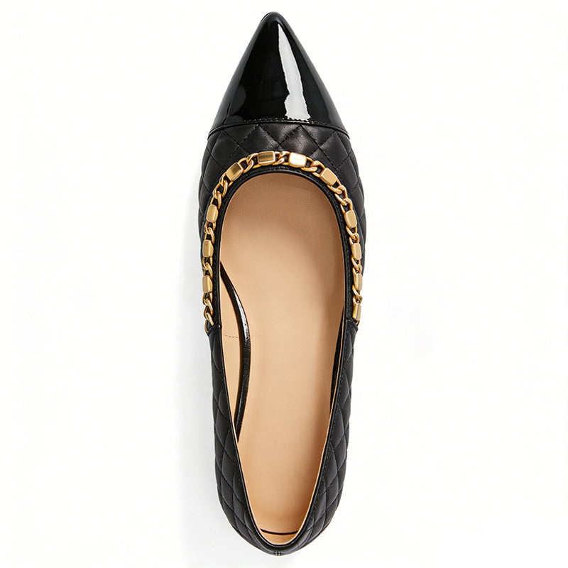 Shiny Pointed Toe Luxury Feel Ballet Flats