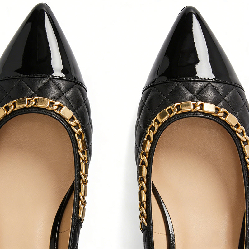 Shiny Pointed Toe Luxury Feel Ballet Flats