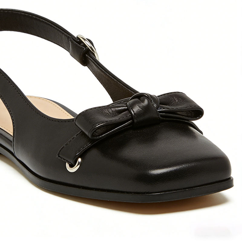 Gentle Bow Decor Square Toe Slingback Flats