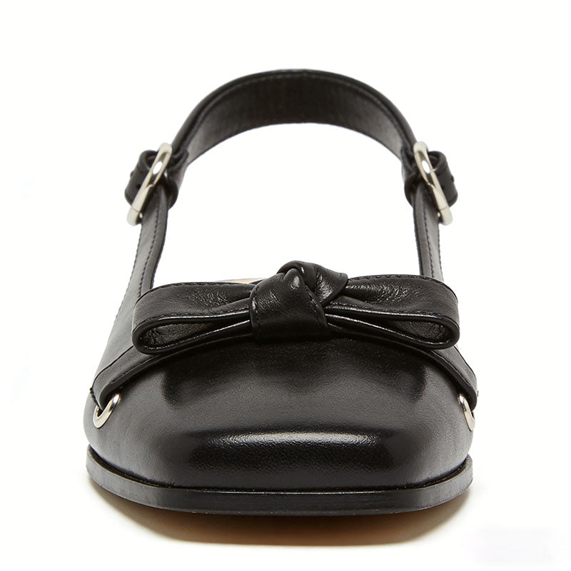 Gentle Bow Decor Square Toe Slingback Flats
