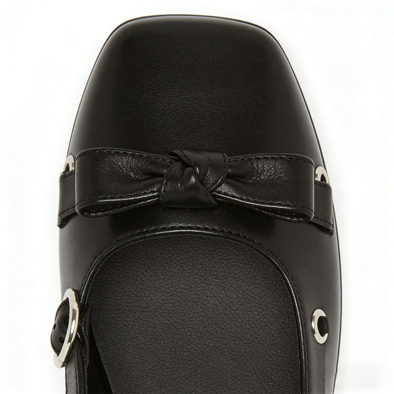 Gentle Bow Decor Square Toe Slingback Flats