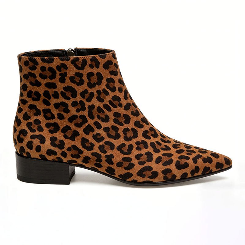 Retro Leopard Print Women's Low Boots