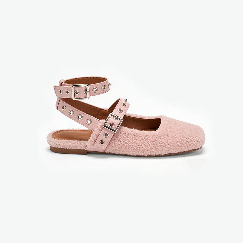 Square Toe Slingback Flats Cute Style Comfortable Daily Shoes