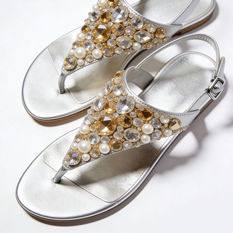 Women's Luxury Gentle Temperament Boosting Square Toe Flat Sandals