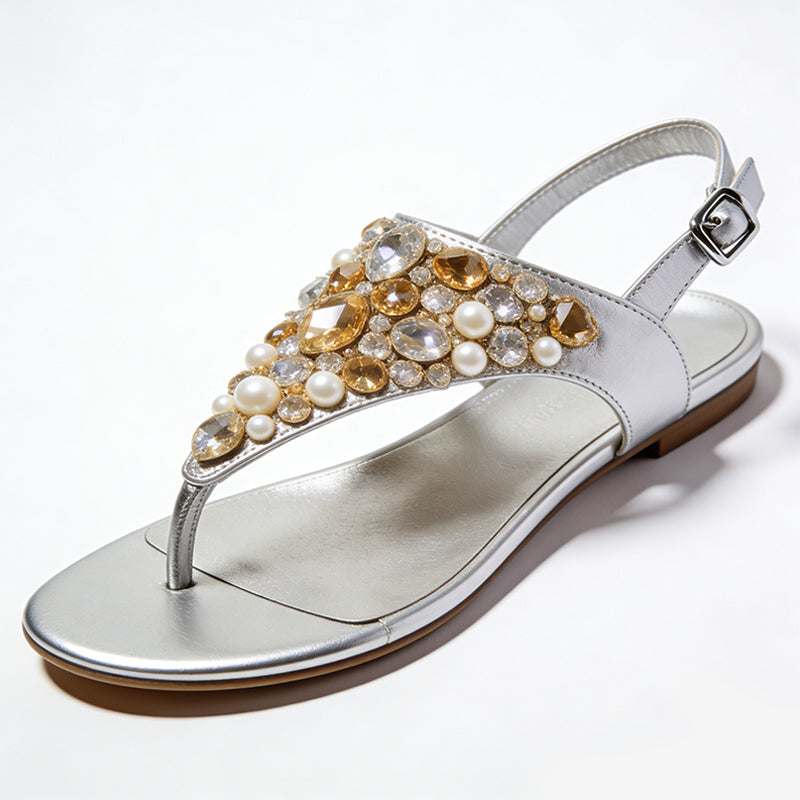 Women's Luxury Gentle Temperament Boosting Square Toe Flat Sandals