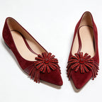 Retro Charm Elegant Pointed Toe Texture Ballet Flats
