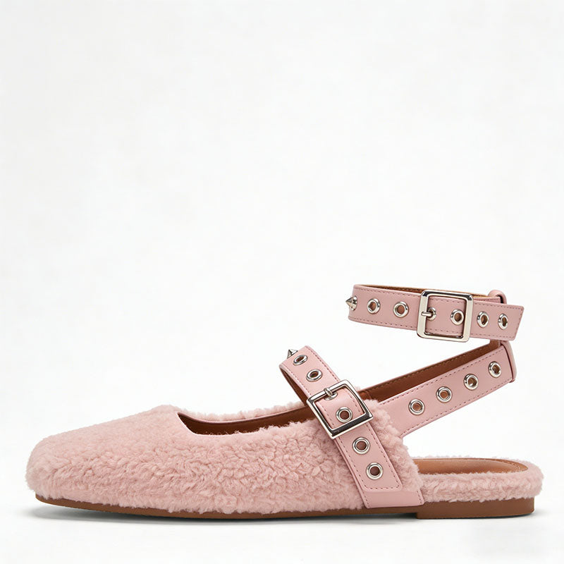Square Toe Slingback Flats Cute Style Comfortable Daily Shoes