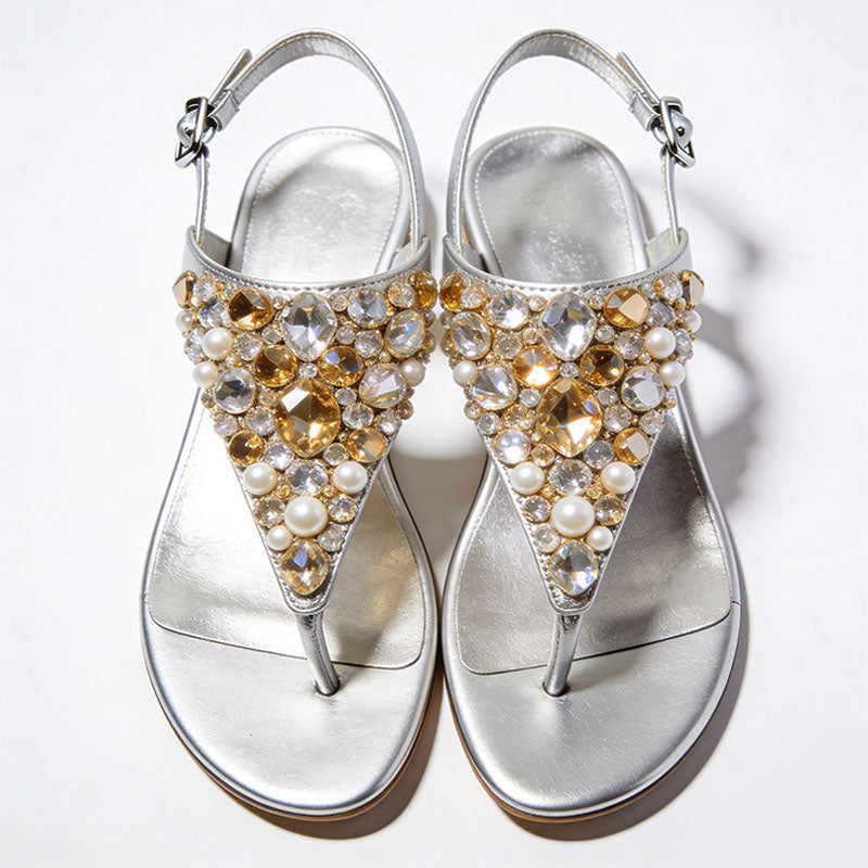 Women's Luxury Gentle Temperament Boosting Square Toe Flat Sandals