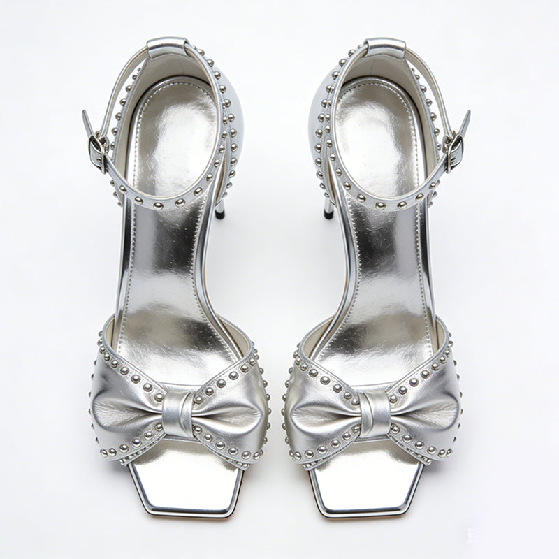 Bow Embellished Stylish Edgy Street Party High Heels