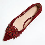 Retro Charm Elegant Pointed Toe Texture Ballet Flats