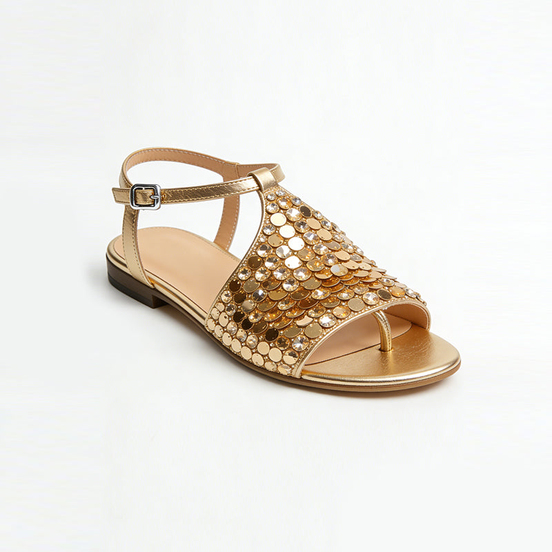 Shiny Eye Catching Energetic Flat Sandals